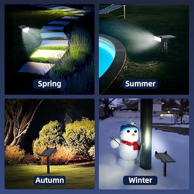 Solar Spotlights Outdoor Waterproof Landscape Path Lights Solar Dusk to Dawn Outdoor Lighting 4 Brightness Modes for Garden Pathway Tree Driveway Porch Yard