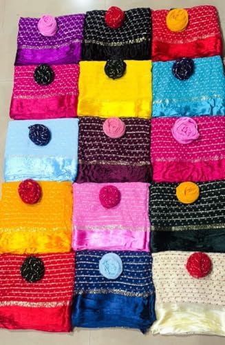 Image of Women's Pure Viscose Bandhej Print Georgette Saree with Silver Border & Blouse Peice