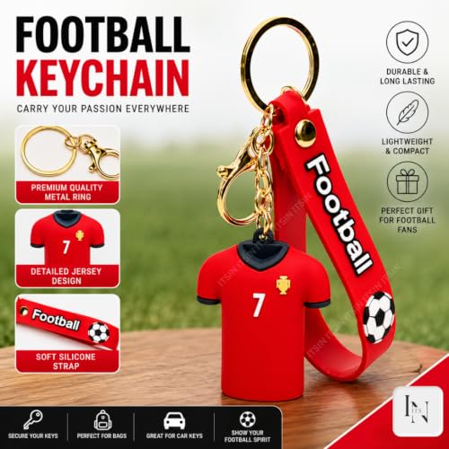 Image of Football jersey Keychain | Ronaldo key chains | messi Keychain | 3D Cute silicone key chain for bike men | soccer Keyring gifts for boys | anime key holder for bag
