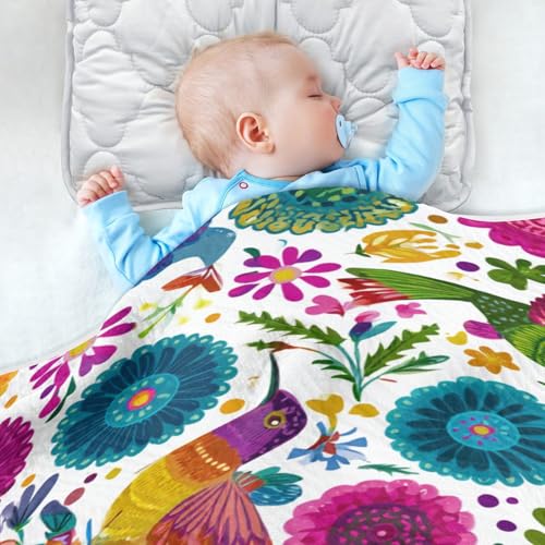 Kigai Flower Birds Baby Blanket for Boys Girls Swaddle Blankets Soft Cozy Receiving Blanket Nursery Crib Blankets for Toddler Newborn, 30 x 40 Inch4