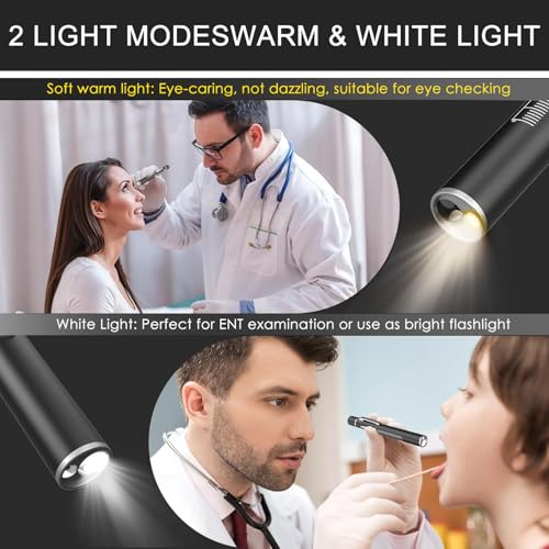 Image of TecoKart Rechargeable Pen Torch for Doctors & Nurses Dual Yellow & White Light Beams for Oral Eye Ear Nasal & Pupil Examinations Compact & Portable (Black)