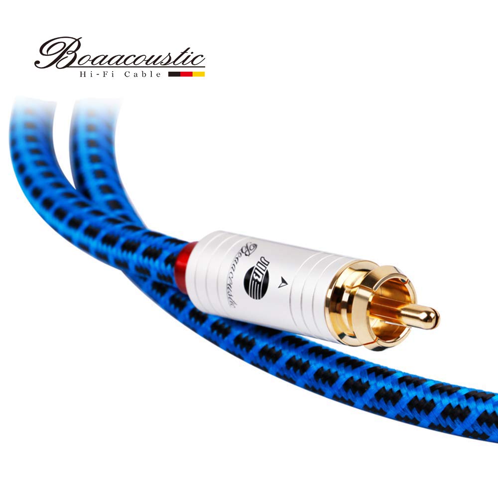 BOAACOUSTIC Audiophile Cinch Subwoofer Kabel - Cinch RCA Digitales Koaxialkabel 75 Ohm S/PDIF Digital Audio Koaxial Kabel für Subwoofer AV Receiver Verstärker Heimkino 3.0m
