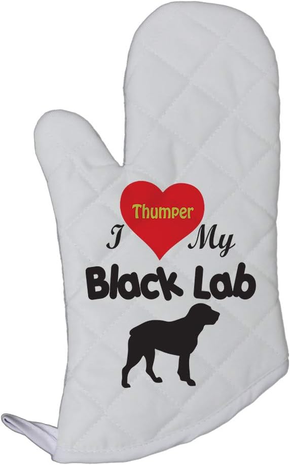 Personalized Custom Text I Love My Black Lab Polyester Oven Mitt