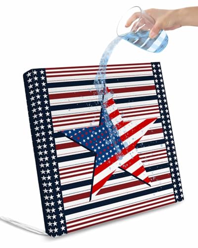 2 Pack 4th of July Waterproof Cushion Covers with Ties, Outdoor Patio Chaise Lounge Chair Seat Cushion Slip Covers Replacement(Only Cover) Independence Day American Flag Star Striped 24