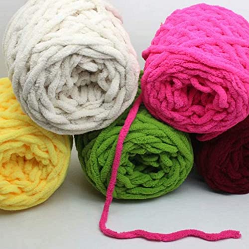 Image of SSuper Thick Fluffy Jumbo Polyester Baby Blanket Chenille Yarn for Knitting, Crochet & Home Decor Projects, Afghans, throw pillows, cushions & blankets. -100 GMS - 6mm thickness Color (magenta)