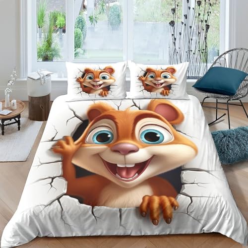 Housse de couette Souris en microfibre pour lit double avec taies