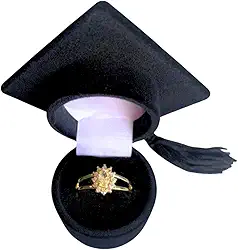 Anel Formatura Feminino Pedra Amarelo Topázio Banhado Ouro E Caixinha Capelo Farmácia Bioquímica Radiologia Música Cinema