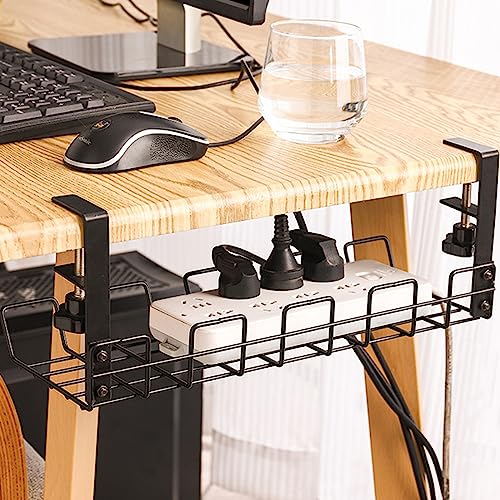 No Drill Cable Management Tray Self Clamp Under Desk Cable Management ...