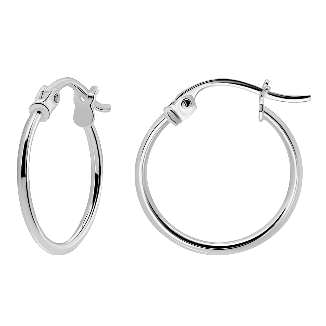 - 925 Sterling Silver Hoop Earrings for Women - Hypoallergenic Earrings for Women in Sterling Silver, Yellow Gold, Rose Gold or Black Rhodium | Sizes 12MM, 15MM, 20MM or Multipack