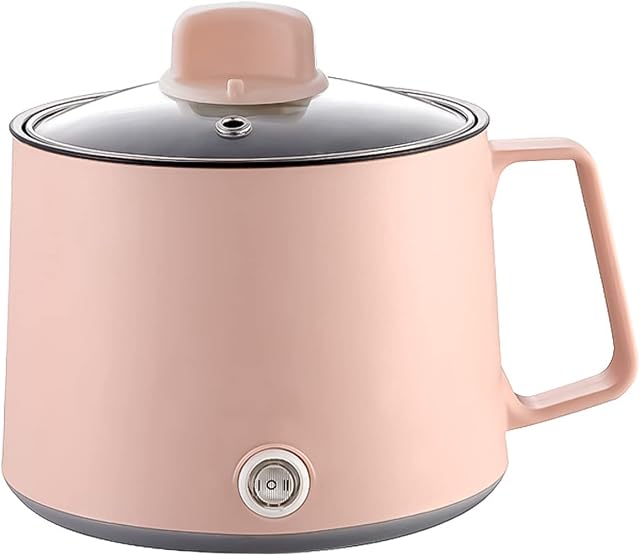 Electric Hot Pot 1.7L Soup Maker Multi-Functional Mini Electric Cooker Noodles Pot Multi-Functional Electric Cooker Dual Power Control 450W/600W (#2 Single Pink)
