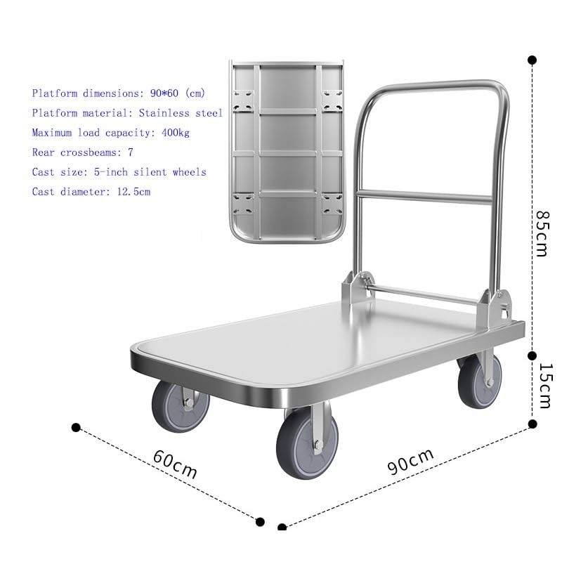 Carrello Industriale Pieghevole con Piattaforma in Acciaio Inossidabile for Un Facile Spostamento Carrello Pieghevole per Magazzino