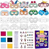 OPPKIE DIY 20 PCS Animal Mask Kit with Gem Stickers and Felt, Art Craft Supplies Painting Kit for Kids Party Favors for Boys Girls, Birthday Easter Crafts Gifts Toys, School Coloring Activities