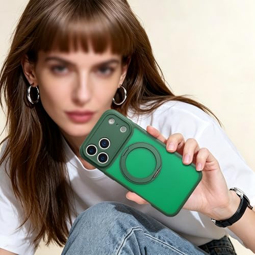 Image of for iPhone 17 Pro Max Case Compatible with MagSafe Full-Body Magnetic Phone Case with Built-in Tempered Glass Screen Protector& Stand for iPhone17 Pro Max Cover, Green