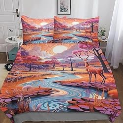 Funda Nordica Para Edredon Bosque fantástico Funda De Edredón Microfibra, Art Juego De Cama con Funda Nórdica Estampada En 3D, Funda Nórdica con Funda De Almohada Double(200x200cm)