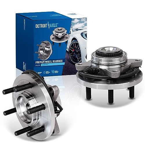 Image of Detroit Axle - 4WD Front Wheel Bearing Hubs for 2015-2017 Ford F-150 [6 lugs; w /ABS], 2 Wheel Bearing and Hubs Assembly Set 2016 Replacement Pair Hubs
