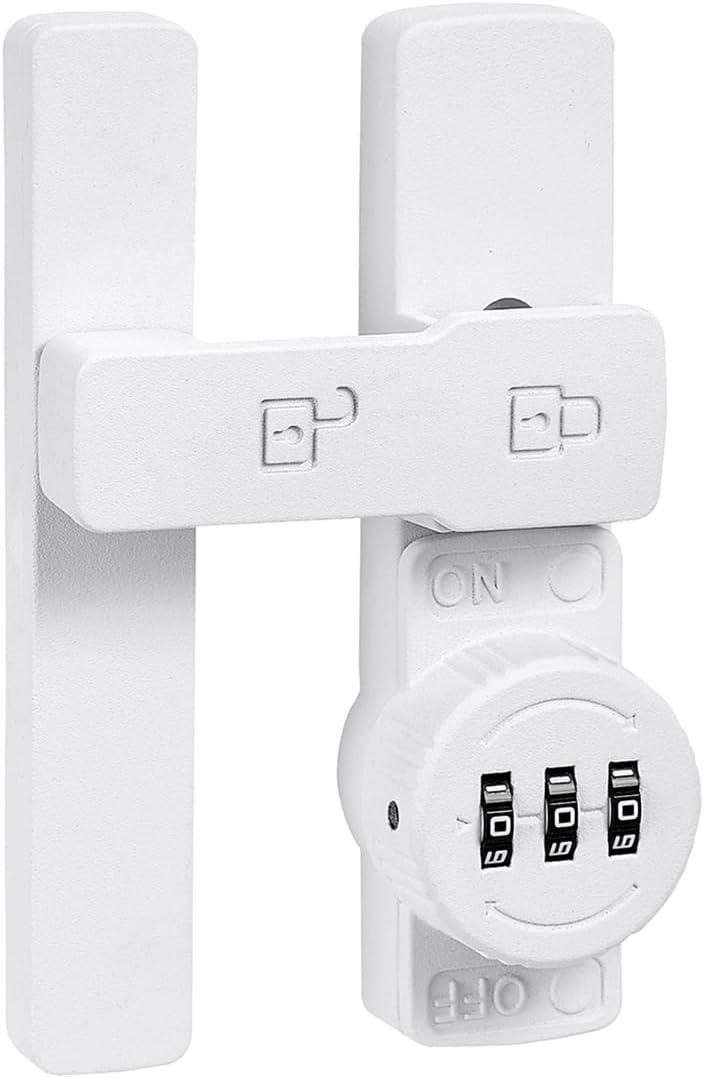 Matte White 180 Degree Mechanical Password Lock, 3-Digit Combination Keyless Flip Latch for Barn Door, Windows, Cabinets, Garden, Bathroom, Privacy Protection