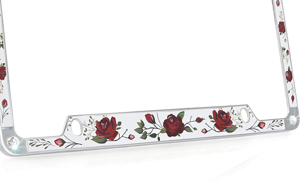 Amazon.com: Floral License Plate Frame with Beautiful Crystals