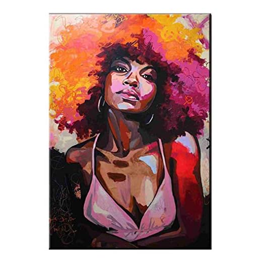 Art De Mur De Toile Noire Américaine Femelle, Pop Graffiti Femme Fille Afrique Peinture Sur Toile Sur Impression, Aquarelle Abstraite Moderne Affiche Impression D'art, Sans Cadre,Red,50x70cm