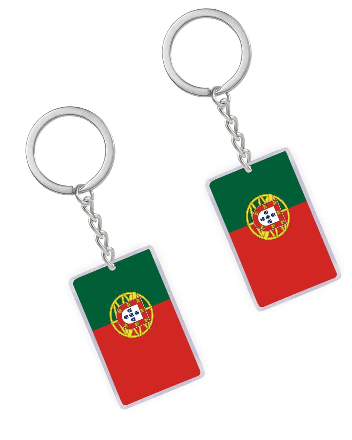 Petite Pine 2 Packs Portugal Flag Keyring, Acrylic Portuguese Keyring Keychain Portugal