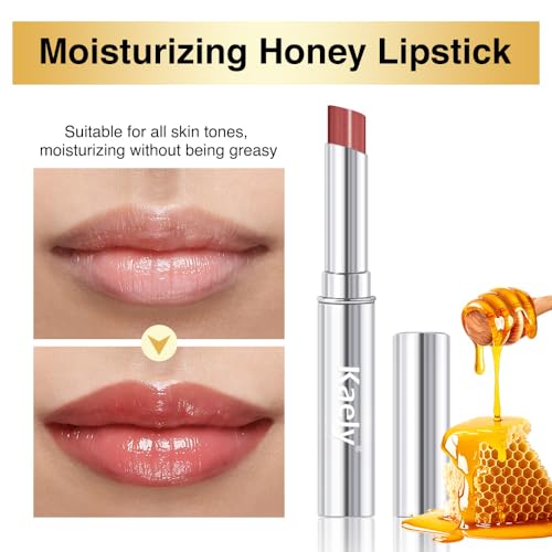 Image of evpct Nude Honey Lipstick Moisturizing Tinted Lip Balm for Older Women | Hydrating Formula Tinted Lip Oil Stick, Sheer Lightweight Softening, Shine Glowy Lipgloss Lips Color Tint Stain, Cruelty-Free