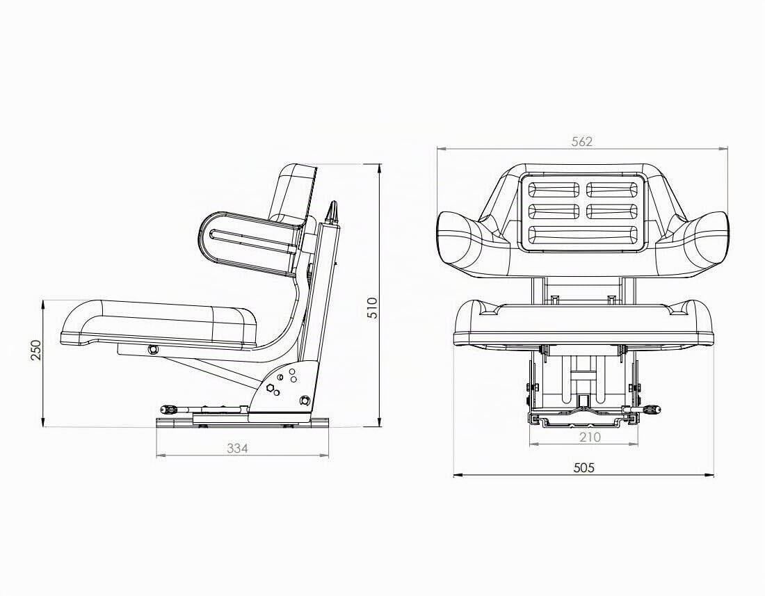 Asiento de tractor con reposabrazos universal (negro, azul, rojo, amarillo)