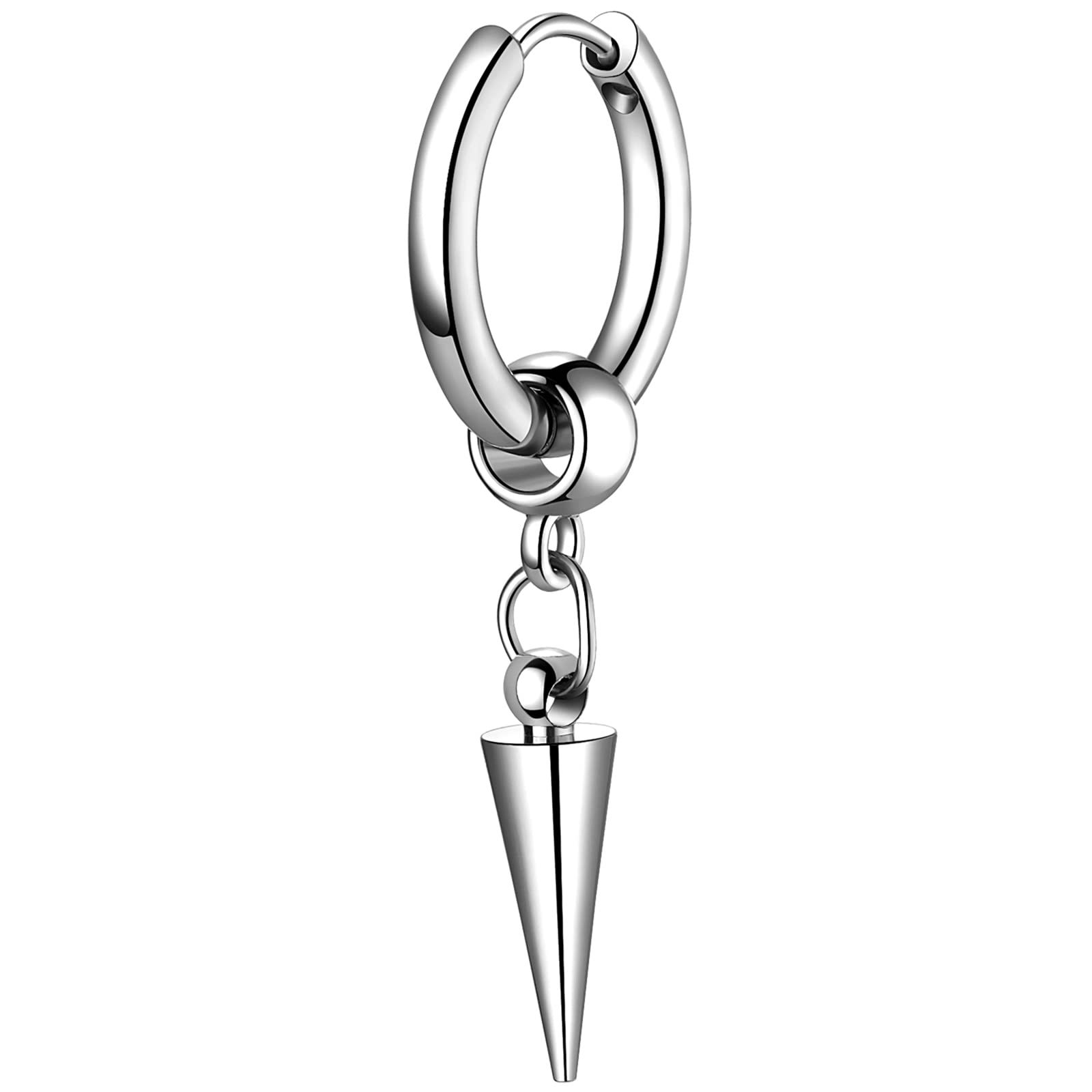 Flongo Oorstekers voor heren, met kruis, roestvrij staal, zilver/zwart Flongo Oorstekers voor heren, met kruis, roestvrij staal, zilver/zwart