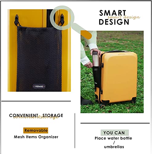 Image of Verage Luxe Freeland 68 cms Yellow Check-in Hardsided Trolley Bags for Travel, Expandable Hardshell Suitcase with Spinner Wheels, TSA Approved Lock Luggage (Medium-Check-in 24 inch)