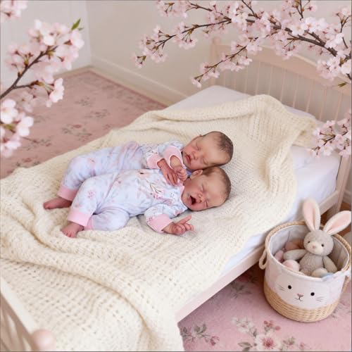 Realistische Reborn Babypuppen Zwillinge Mädchen 18 Zoll Real Life Babypuppe Silikon Vollkörper Vinyl, Schlafende Babys Puppe, Lebensecht Neugeborene Baby Zwillinge Puppen – Bild 8