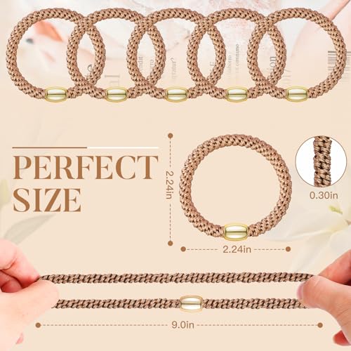 Image of FORENEE Hair Ties No Damage(10PCS) - Ponytail Holders - Elastic Hair Ties for Thick Hair - Braided Hair Bands for Women Girls's Hair - Khaki