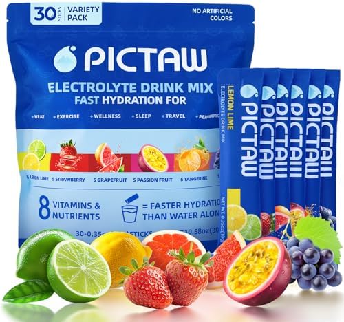 Electrolytes Powder Packets, Hydration Packets Variety 30 Stick Packs, Drink Mix Liquid Daily IV for Dehydration Relief Low Sugar/Vegan/Non-GMO 300g
