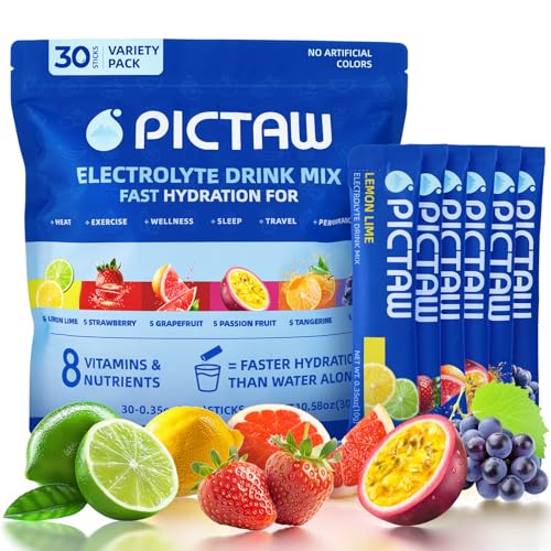 PICTAW Electrolytes Powder Packets, Hydration Packets Variety 30 Stick Packs, Drink Mix Liquid Daily...
