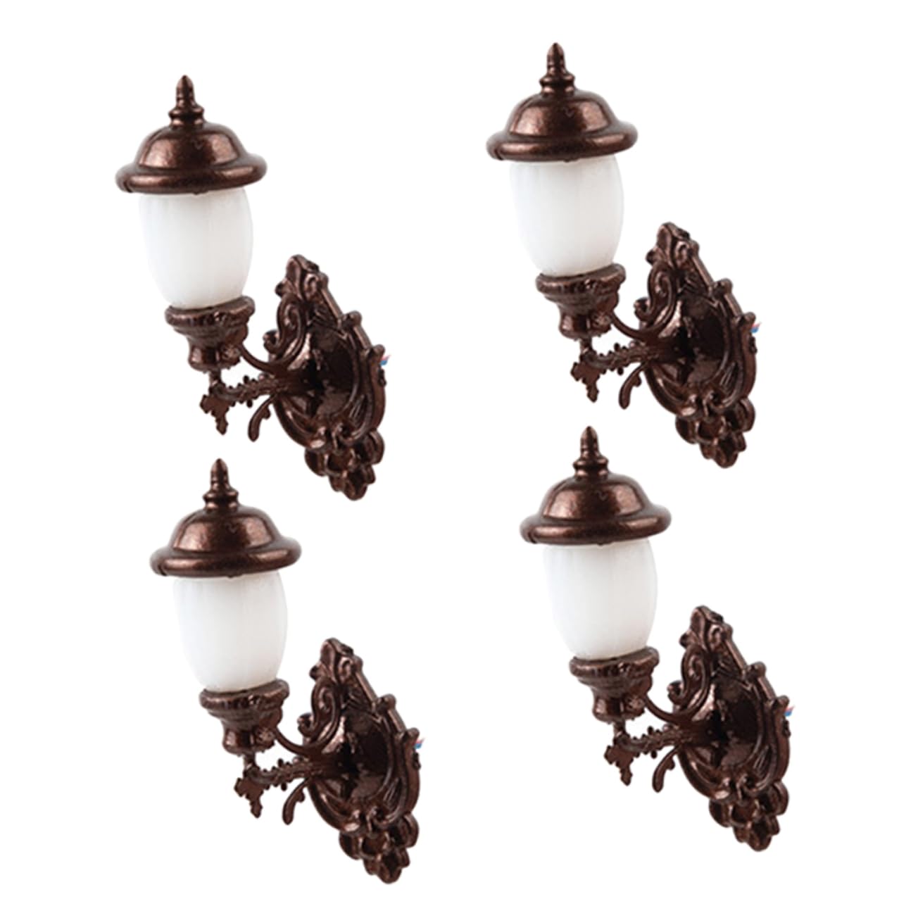 4Pcs Miniature Wall Lamp Model for Dollhouse Decor, Sand Table Layout, Diy Micro-Landscape Accessories, 1:87 Scale Train Scene Lighting, White Light, Abs Material