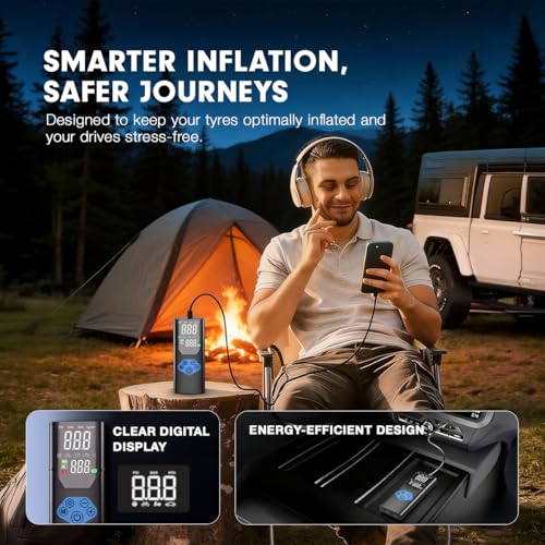 Image of Blaupunkt Cordless Digital Tyre Inflator - TIF-999 DA-WL-12V, Tyre Inflator /Rechargeable & Corded Power Suitable for Cars, Motorcycles, Bicycles & Other Sports Equipment