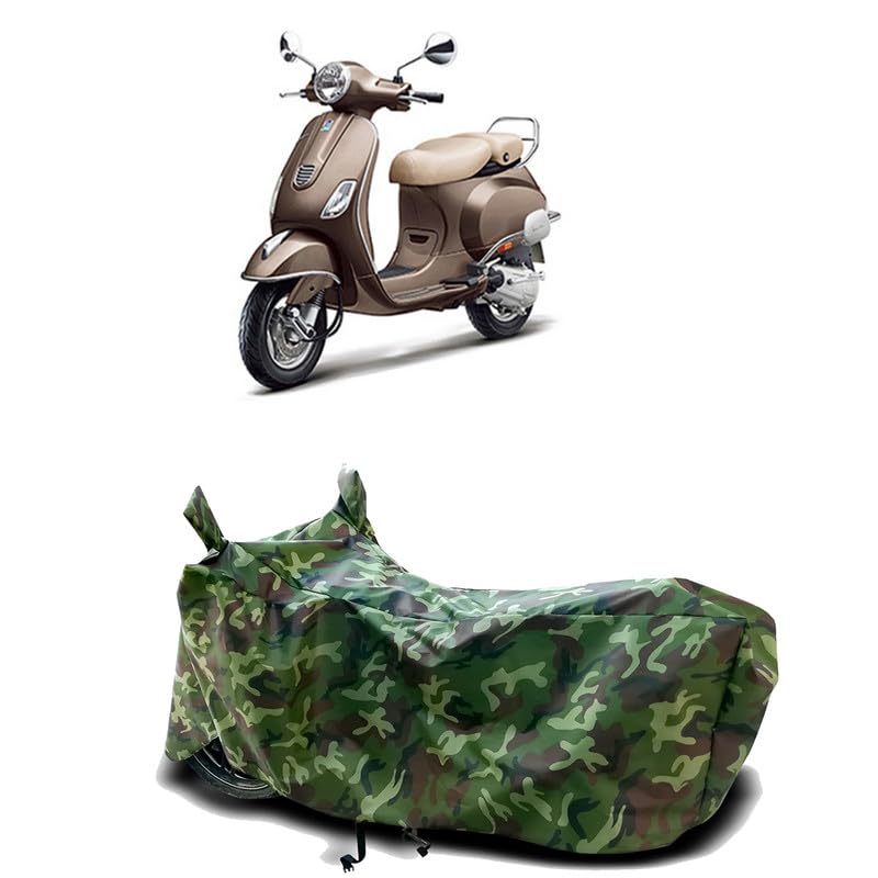 Image of DUFFEL-100% Heat Protection Two Wheeler Bike /Scooty Body Cover for Vespa Elegante 150 Water Resistance /UV-Rays /Birds Dropping /Scratchproof /Dust Proof /Waterproof[Green Jungle Print]