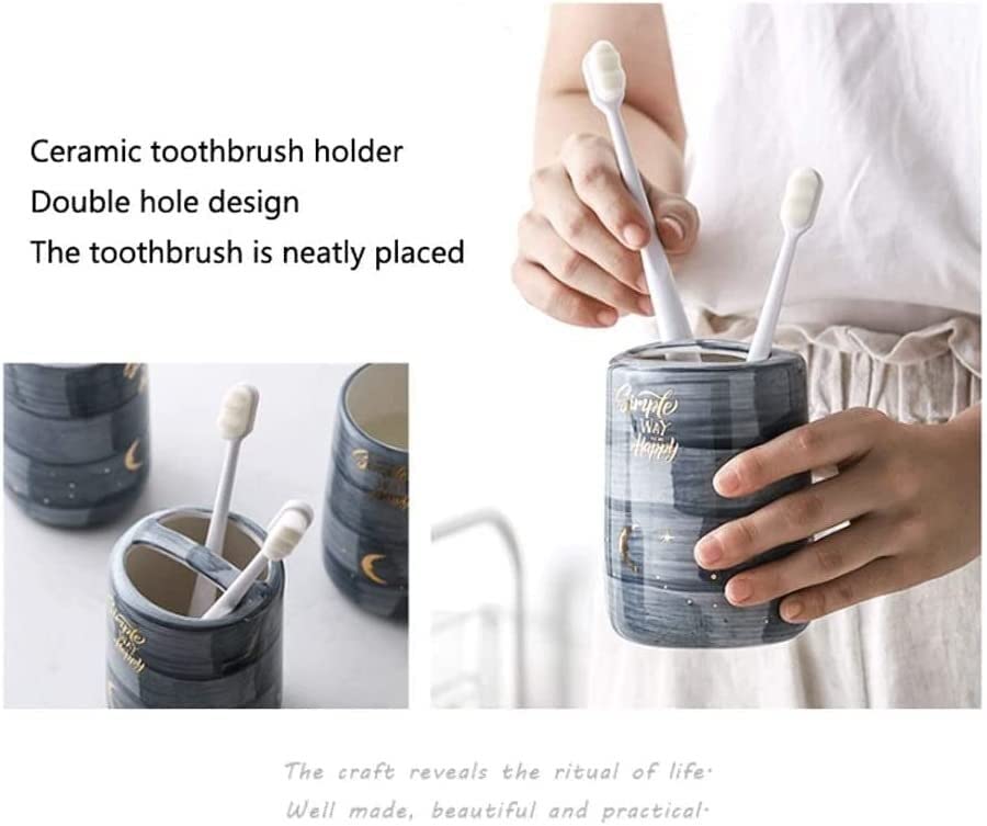 Accessoires de salle de bain distributeur savon porte brosse à dents céramique D