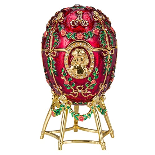 danila-souvenirs Glamorous Style Alexander Palace Easter Egg Trinket Jewel Box 14 cm red, 15 cm - Image 2