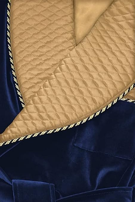 Men's Blue Smoking Jackets Dinner Party Wear Smoking Jacket Blue Velvet Golden Quilted Smoking Jackets and Robes2