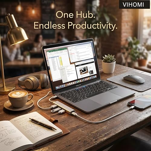 Image of 4 in 1 Portable USB 3.0 Hub (Type-C to 4 USB-A Ports) with Aluminum Shell, USB Port Hub 3.0 for PC, Tablet, MacBook, Laptop - Silver
