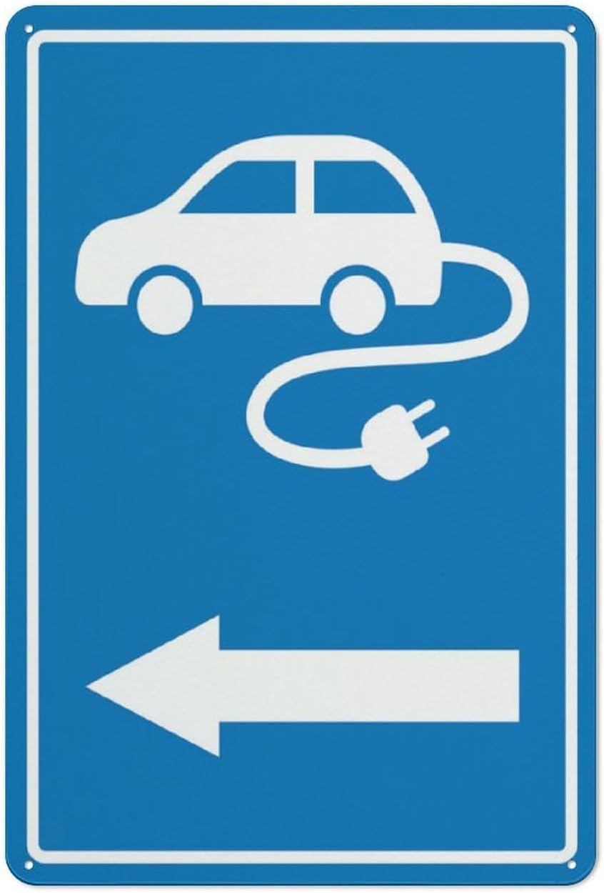 EV Charging Station Left Arrow Guide Sign, Waterproof UV Protected Aluminum Sign 12x8 Inch