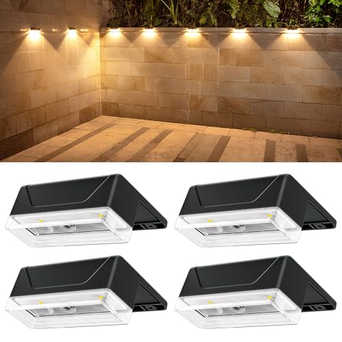 ELLASAY Aplique Solar Pared Exterior: 8 Modos de Iluminación Con RGB Solar Powered Lámparas - Impermeable IP65 - Luces Decoración de Jardín Patio Porche Valla Terraza 4 Piezas