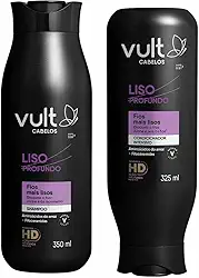 Vult Kit de Shampoo e Condicionador para Cabelos Lisos, Liso Profundo, 350ml e 325ml, Alisante, Nutritivo, Sem Sal, Fragrância Suave