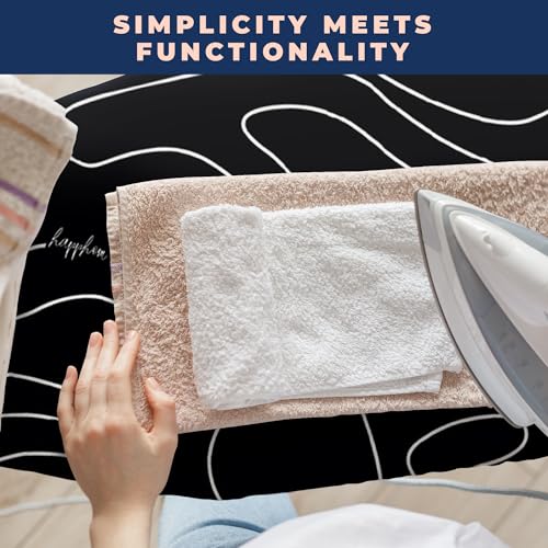 Image of Ironing Board Cover and Pad Extra Thick Heavy Duty Padded Multiple Layers, Silver Coated Ironing Board Cover, Non Stick Scorch and Stain Resistant Standard Size 15x54 with Elasticized Edges (Black)