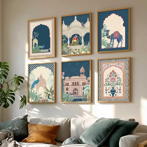 Image of kotart- Pichwai Painting for Living Room Bedroom Office Room Decor - Premium Digital Paintings with Frame for Home Decoration - Painting for Wall Decoration - Pack of 6 (13X17 INCH, A)