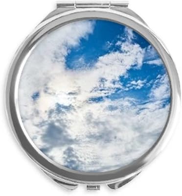 Dakr Blue Sky White Clouds Hand Compact Mirror Round Portable Pocket Glass