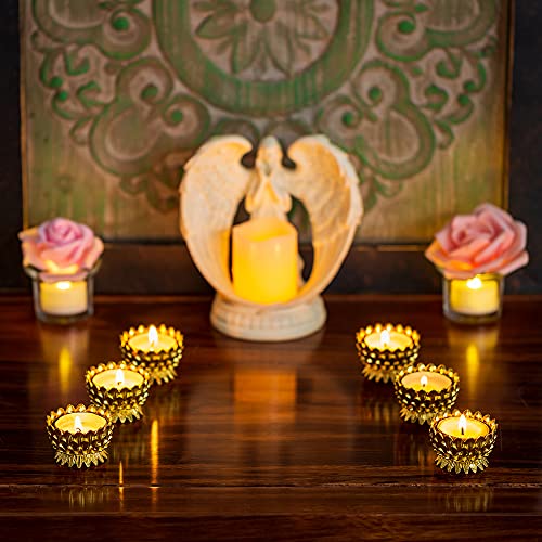 Sziqiqi 6 Pcs Lotus Ghee Lamp Holder Butterlamp Tea Light Holder Tibetan Copper Oil Lamp Altar Supplies thumb #1