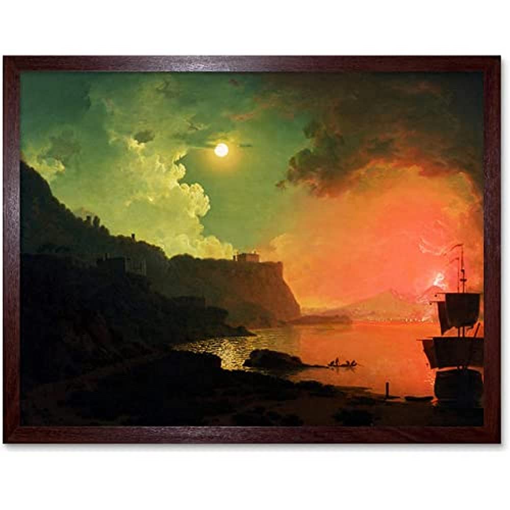 Wright Derby Volcano Vesuvius Posillipo Eruption Painting Unframed Wall Art Print Poster Home Decor Premium