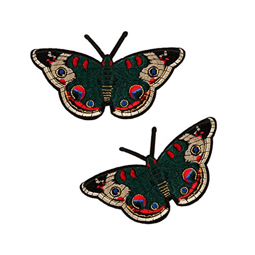 Extra Large Flamingo Rose Butterfly Daisy Tulip Flower Embroidered Patches Iron on Applique Motif (Butterfly)