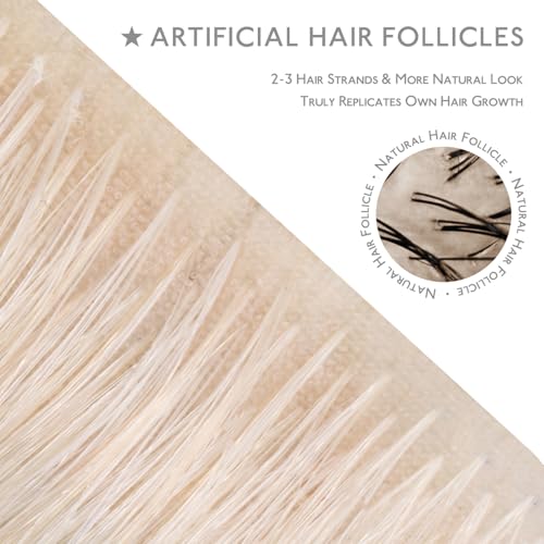 Image of WENNALIFE Invisi Edge Hair Extensions, Real Human Remy Hair, 14 Inch 130g 9pcs Platinum Blonde, Seamless Clip Ins, Invisible PU Skin Weft, Extensiones De Cabello Hmano