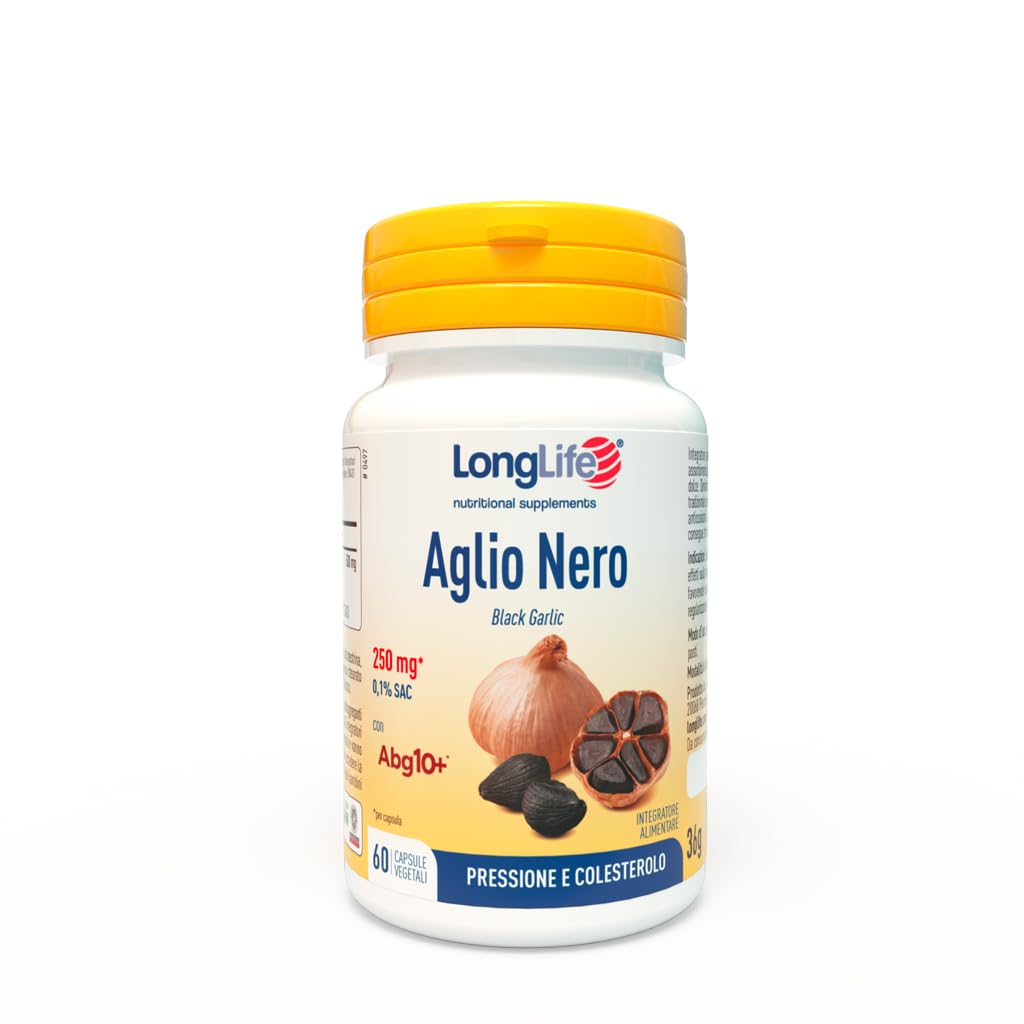 LongLife® Aglio Nero | Estratto fermentato 250mg | Titolato in S-allil-cisteina (SAC) 0,1% | Supporto cardiovascolare e antiossidante | Fino a 1 mese di trattamento | Vegano e Senza glutine