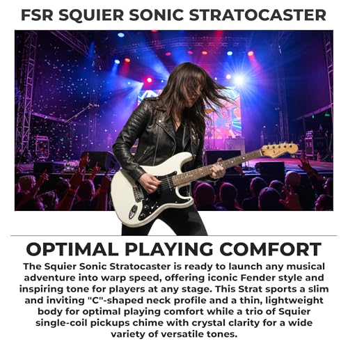 Image of Fender FSR Squier Sonic Stratocaster, Laurel Fingerboard, Black Pickguard, Arctic White